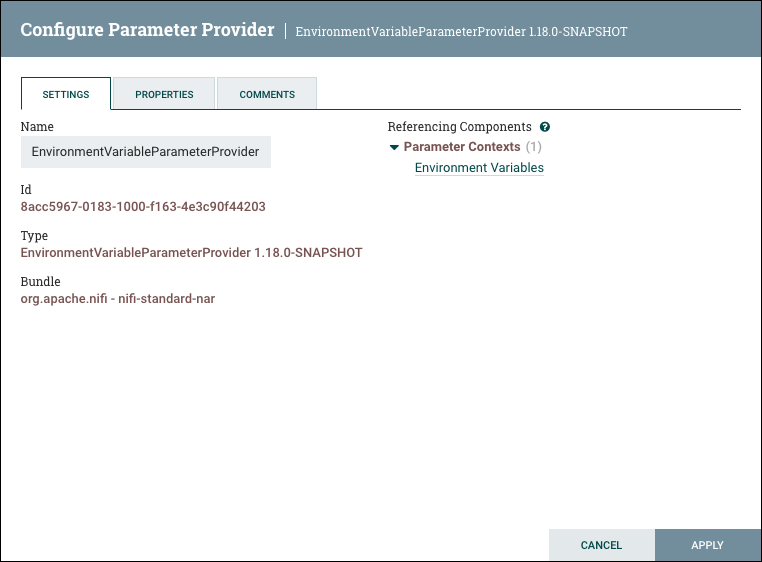 Configure Parameter Provider Settings