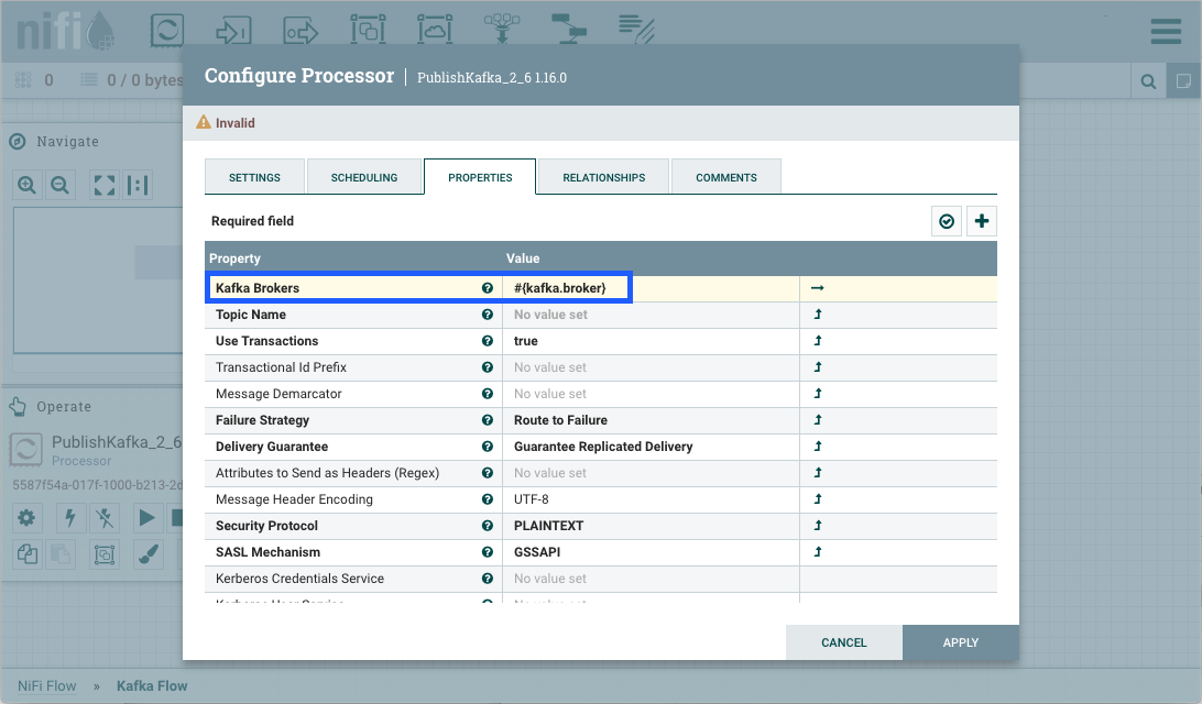 Existing Parameter Selected