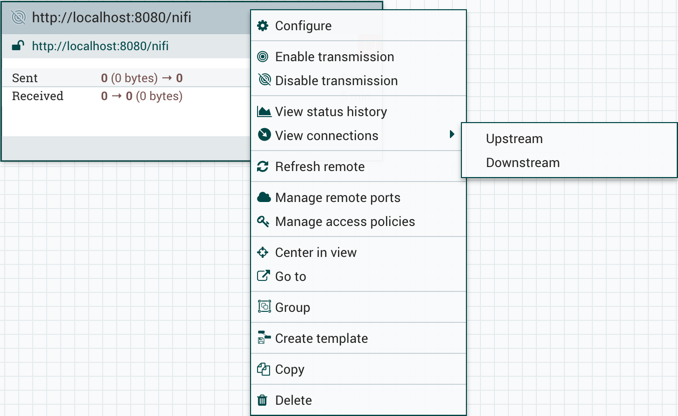 Remote Process Group Menu