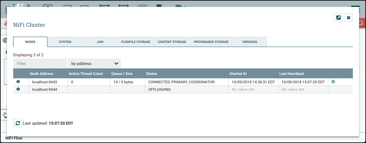 Offloading Node in Cluster Management UI